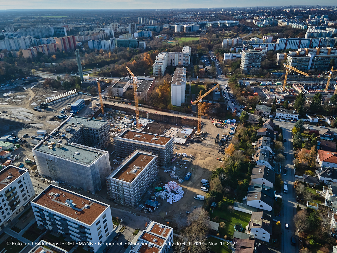 19.11.2021 - Luftbilder von der Baustelle Alexisquartier und Pandion Verde in Neuperlach